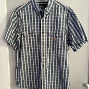 Carhartt Men's Blue Plaid Short Sleeve Loose Fit